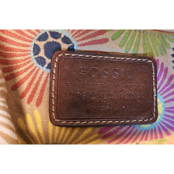 VTG Fossil Long Live 1954 Tote Bag Summer Beach Pink & Beige W/ Key Charm - Picture 4 of 9